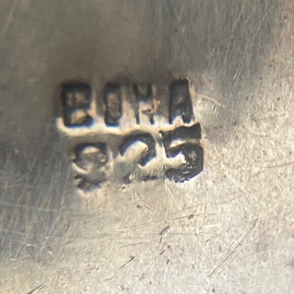 Sterling Silver 925 BOMA MOP Mother Of Pearl Oxidized Scrollwork Dangle Earrings - Picture 9 of 16